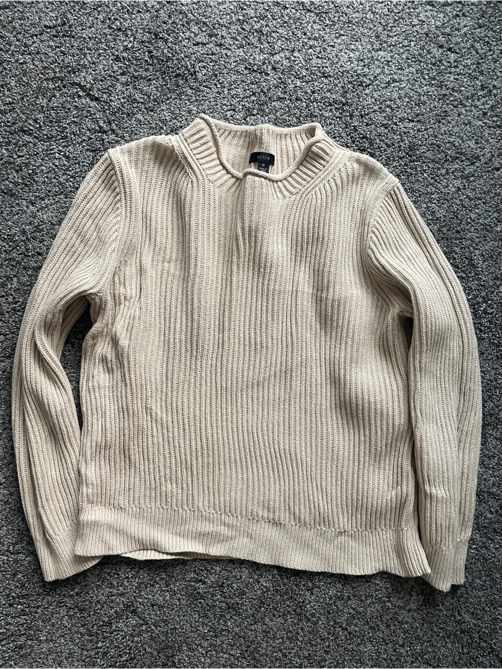 J. Crew Ribbed Crewneck Sweater in Light Beige